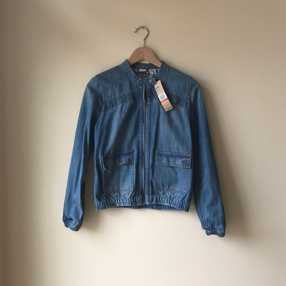 Blue zip up jean jacket